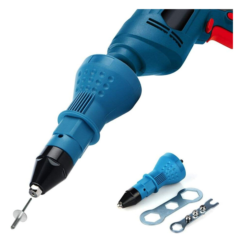Rivet Tool For Cordless Drilling, Cordless Riveting Drill Adaptor Convert Drill To Rivet Insert Nut Tool With Ergonomic Grip And Convertible Head, 9448196729670