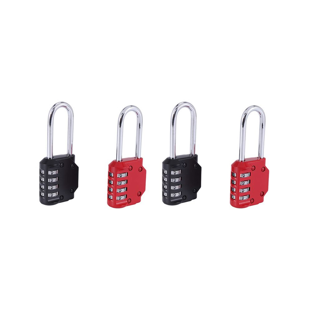 4 Pack Code Padlocks, 4 Digit Long Shackle Resettable Pad Lock For Outdoor Gate, Shed, Fence, Hasp Storage, Gym Locker 4711722062479