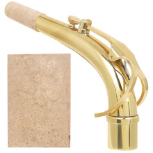 2Sets Gold Messing Saxophon Hals Mit Kork Blatt Saxophon Ersatzset