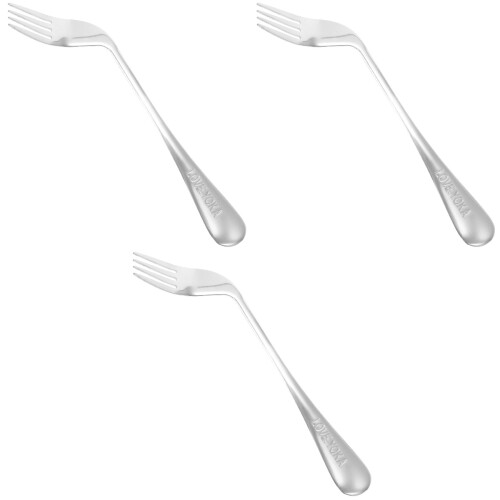 3Stk Silber Schräg Gabel Aus Für Einfache Selbstfütterung 2