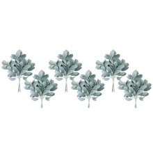 24Pcs Artificial Flocked Lambs Ear Leaves Stems Faux Lamb's Ear Branches Picks Greenery Sprays for Vase Bouquet Wreath