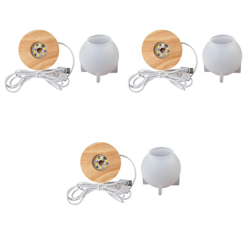 3Sets DIY LED Lampenform Für Tischdeko Farben Mit Holzbasis 2