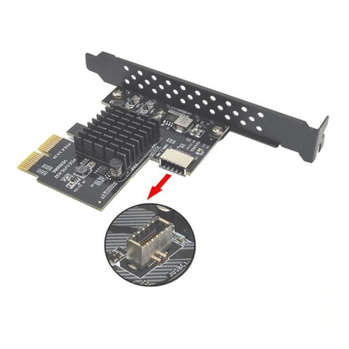 2X PCI-E 2X para USB3.1 A-Key Gen2 Placa de ExpansãO Frontal Tipo-E, 10 Gbps Tipo-E Placa Riser Interna de 20 Pinos Do Conector Do Painel Frontal 1