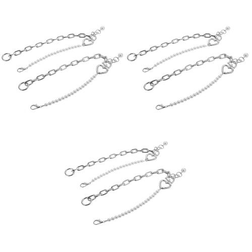 6Stk Perlen Schmuck Kette Handtasche Ersatzgriff Silber 2