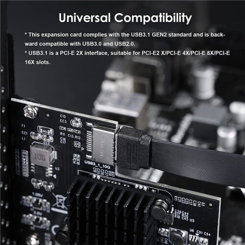 2X PCI-E 2X para USB3.1 A-Key Gen2 Placa de ExpansãO Frontal Tipo-E, 10 Gbps Tipo-E Placa Riser Interna de 20 Pinos Do Conector Do Painel Frontal 2