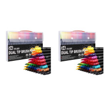 Canetas para Colorir 48 Cores Canetas com Pincel Duplo Canetas com Ponta de Feltro Marcadores de Arte Desenho, Pintura, Caligrafia, Livros para