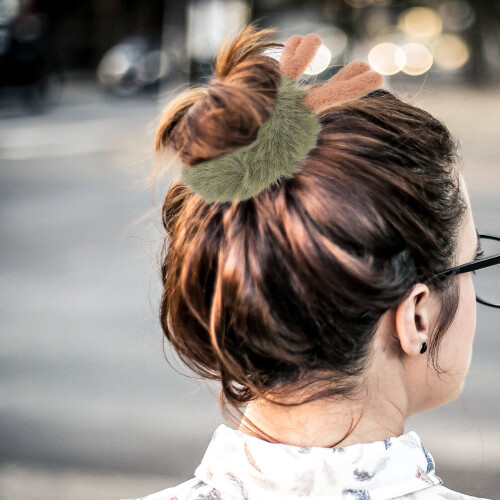 2Stk Grüne Haar Scrunchies Kuschelig Für 1