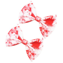 8Stk Rote Stoff Haarclips Blutige Schleifen Deko Für