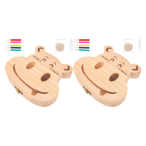 4Sets Melktanden Doos Beige Schattig Bewaarbox Kids 2