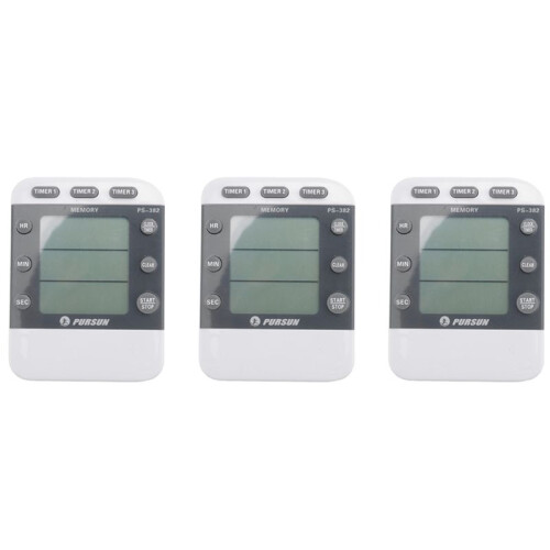 3X Digital Timer 100 Hour Triple Count Down/ Clock Timer Cooking Timer with LCD Display Loud Alarm Magnet Bracket