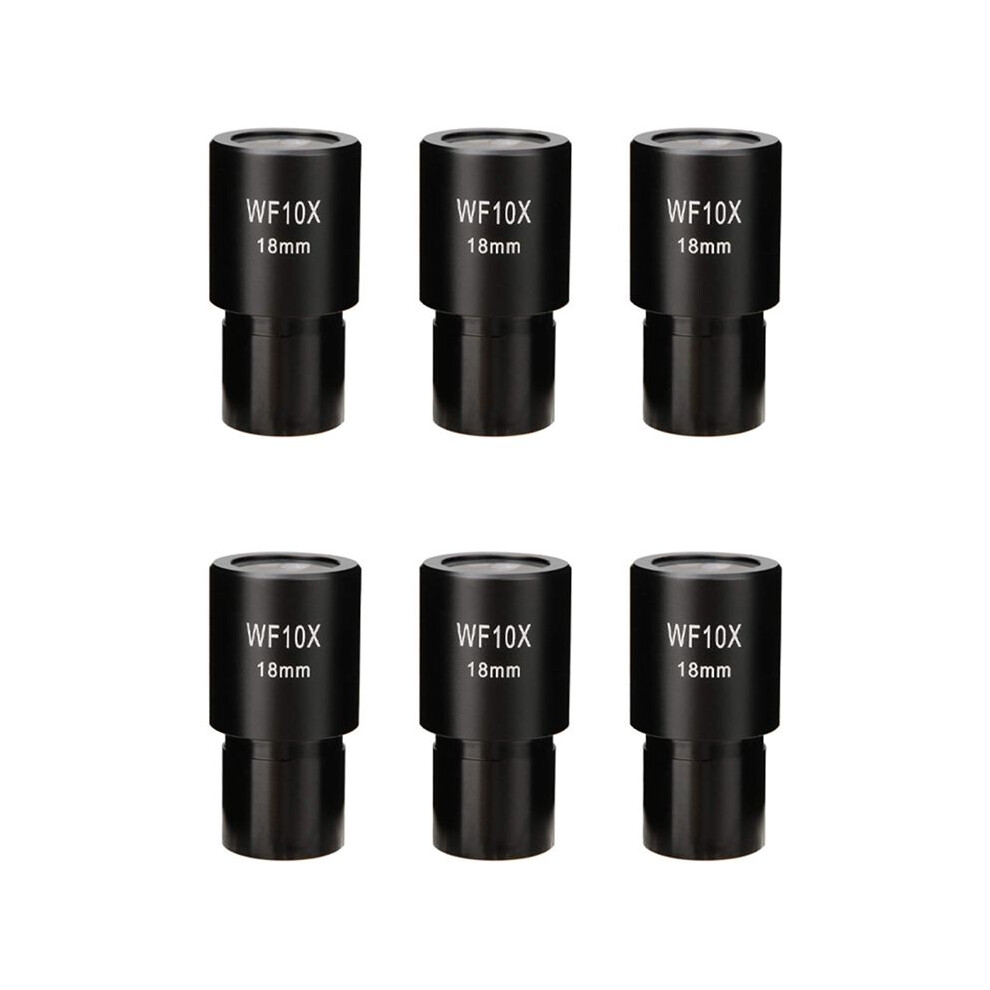 6Pcs 10X Microscope Eyepiece Wide Angle Optical Lenses Adapter Field 18Mm Professional Ocular Lens Standard 4711618857127