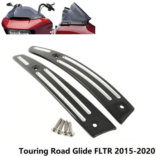 6X Black Split Windshield Side Trim for Touring Road Glide FLTR 2015-2020 1