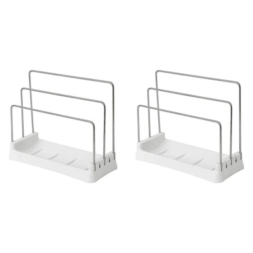 2X Cutting Boards Holder, Organizer Pantry Rack Bakeware Holder Chopping Board Kitchen Countertop Storage White