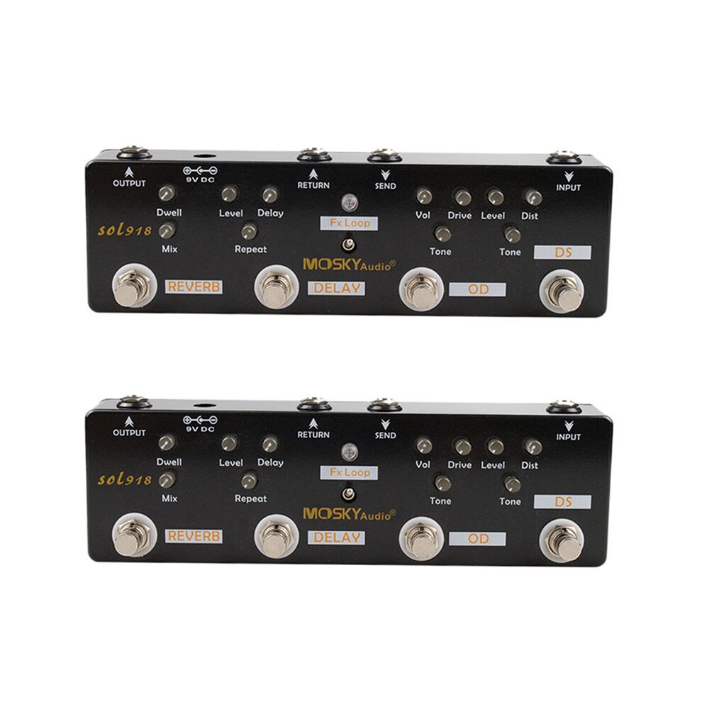 2X Mosky Sol918 5-In-1 Guitar Multi-Effect Pedal Distortion Delay Reverb Overdrive Effect Pedal Fx Loop Metal Shell 6032656570778