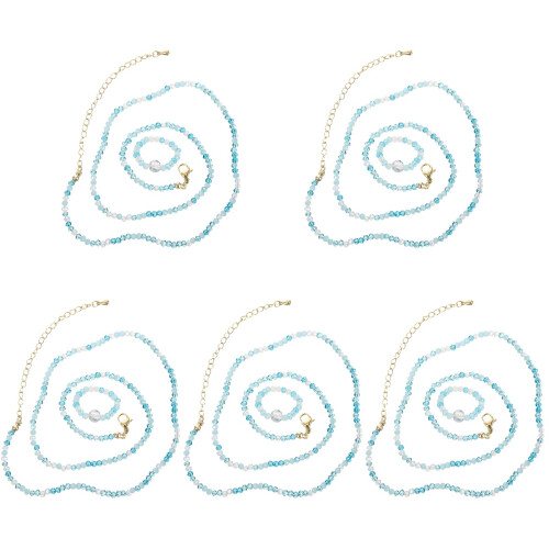 5Sets Kralenkettingen En Ringen, Trendy Accessoires Dames 2