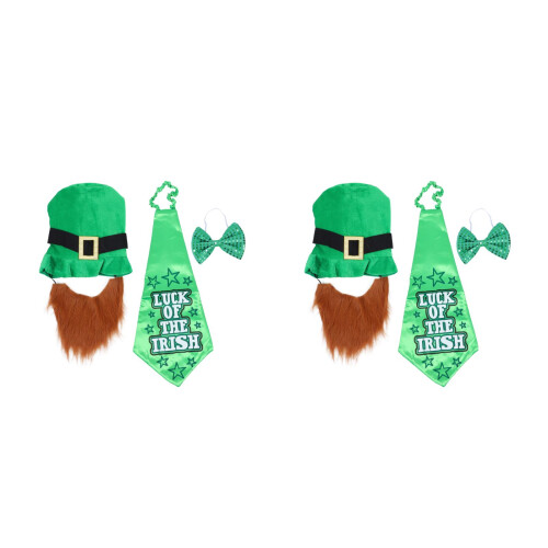2Sets St Patrick's Hoed En Moustache Set Van Stoffen Decor 2