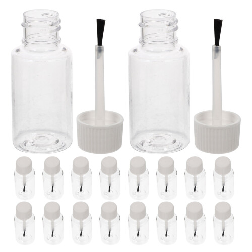 100St Plastic Nagelverzorgingsfles Met Borsteldop Draagbaar Wit 1