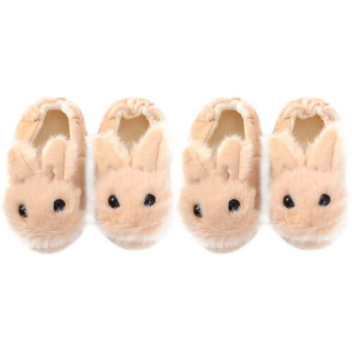 2Paren Beige Slippers Met Antislip En Konijn 1