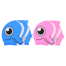 10Stk Silikon Schwimmmützen Cartoon Fisch Kinder Rosa