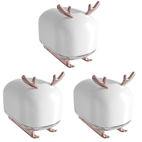 3Pz Porta Fazzoletti Bianco ABS Decorativo E Per Casa Auto 1
