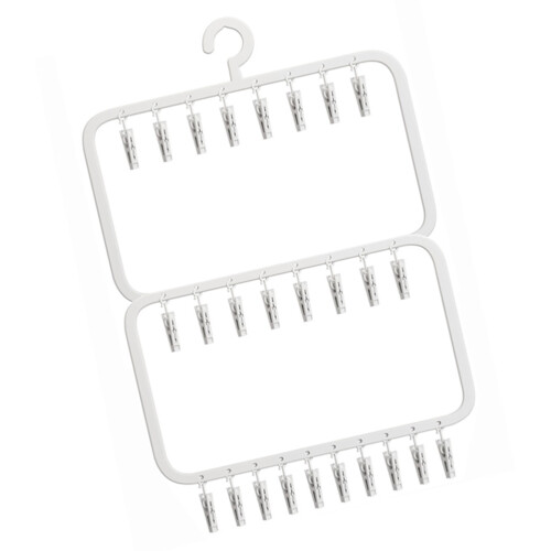 3Stk Multifunktionaler Weißer Kleiderbügel Mit Clips PP 1