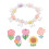 5Set Gioielli Per Bambina Set Anelli Fiore Bracciale Perline Colorate 3