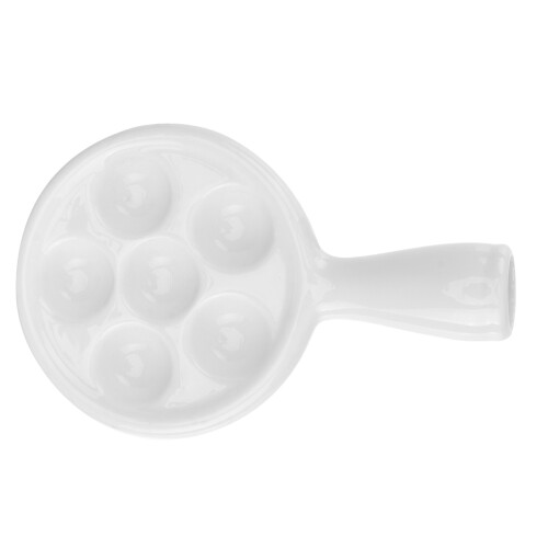 3Pcs Ceramic Snail Baking Dish White Escargot Plate Kitchen Ovenware 2