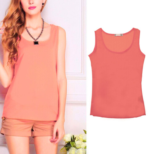 2Pz Canotta Chiffon Arancione E 1