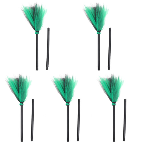 5Pz Scopa Da Strega in Materiale Plastico E Rete Per Feste Halloween 2