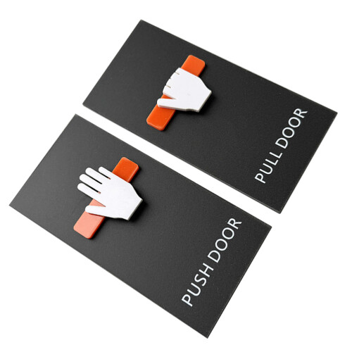 6Pz Segni Porta Push Pull Acrilico Nero Per Ufficio Hotel Ristorante 2