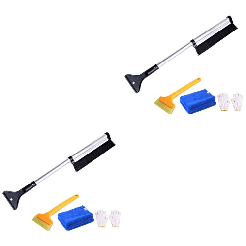 2Set Rimozione Neve Auto Paletta E Raschietto Nero 2