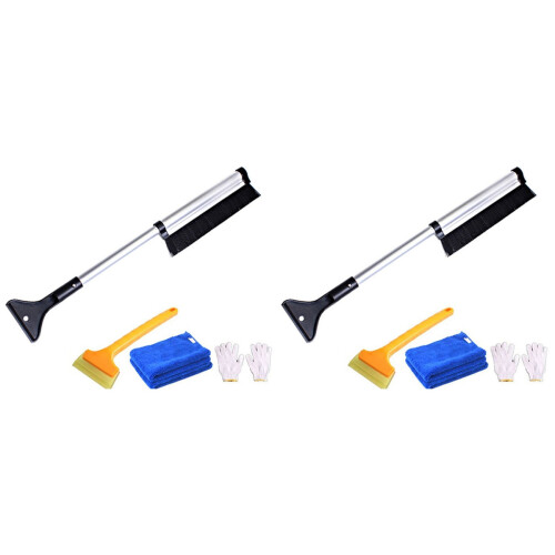 2Set Rimozione Neve Auto Paletta E Raschietto Nero 1