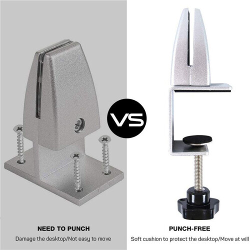 4 Pcs Office Desk Divider Clamp Privacy Screen Clip Holder Bracket Screen Baffle Clamp Partition for Table Clamp -Silver 2
