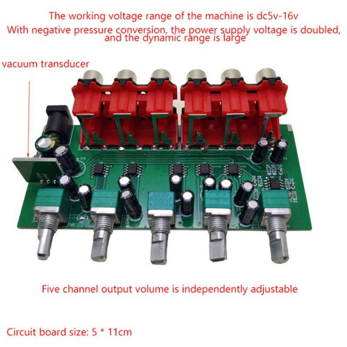 2X Stereo Audio Mixer 1 Input 5 Output Multi-Channel Audio Source Distributor RCA Interface for Power Amplifiers 2