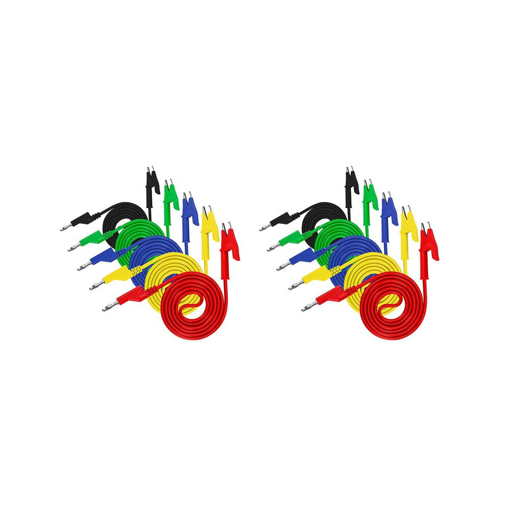 10Pcs 4Mm Multimeter Banana Plug To Alligator Clips Test Lead For Electrical Testing Wires And Alligator Clip Cable 4712755542341