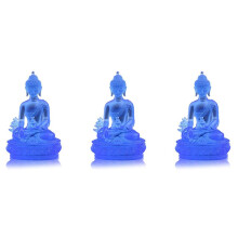 3X Tibetan Medicine Buddha Statue,Translucent Resin Buddha Sculpture Meditation Decor Spiritual Decor Collectible -
