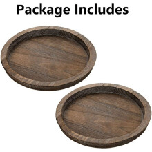 4Pcs Rustic Wooden Tray Candle Holder - Small Decorative Plate Pillar Candle Tray Wood for Farmhouse Dining Table