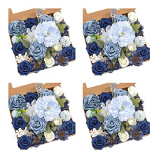 4X Artificial Flowers Fake Dusty Peony Flowers Combo for DIY Wedding Bridal Bouquets Centerpieces Home Decorations