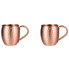 2X 530ML 100% Pure Copper Mug Moscow Mule Mug Drum Cup Cocktail Cup Pure Copper Mug Restaurant Bar Cold Drink Cup, A