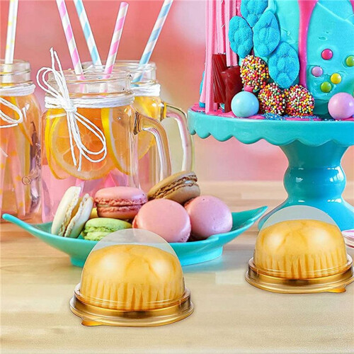 300 Pcs Clear Plastic  Cupcake Boxes Muffin Pod Dome Muffin Cake Container Box Individual Cupcake Dessert Container 2