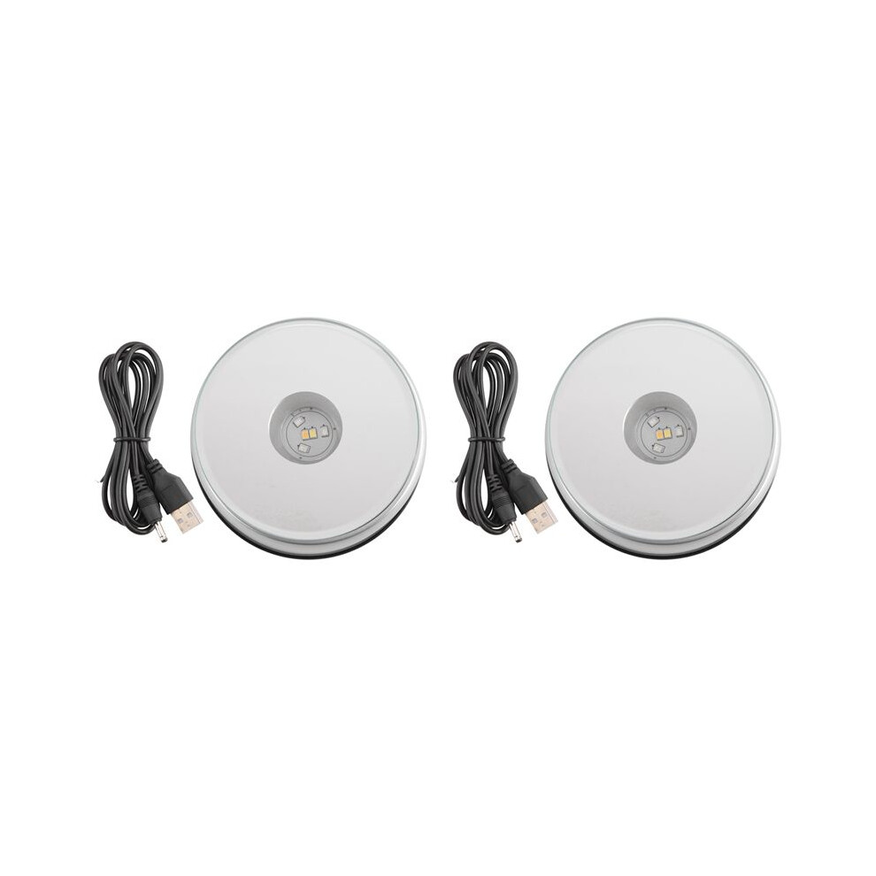 2X Display Turntable Base For Crystals Glass Art,Led Colored Rotating Crystal Display Base Stand With Usb Cable 4712060452052