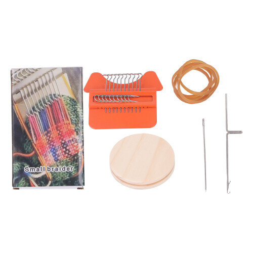 Mini House Loom Machine 6.5cm Pine Wood DIY Weaving Tool Orange Triangle 1