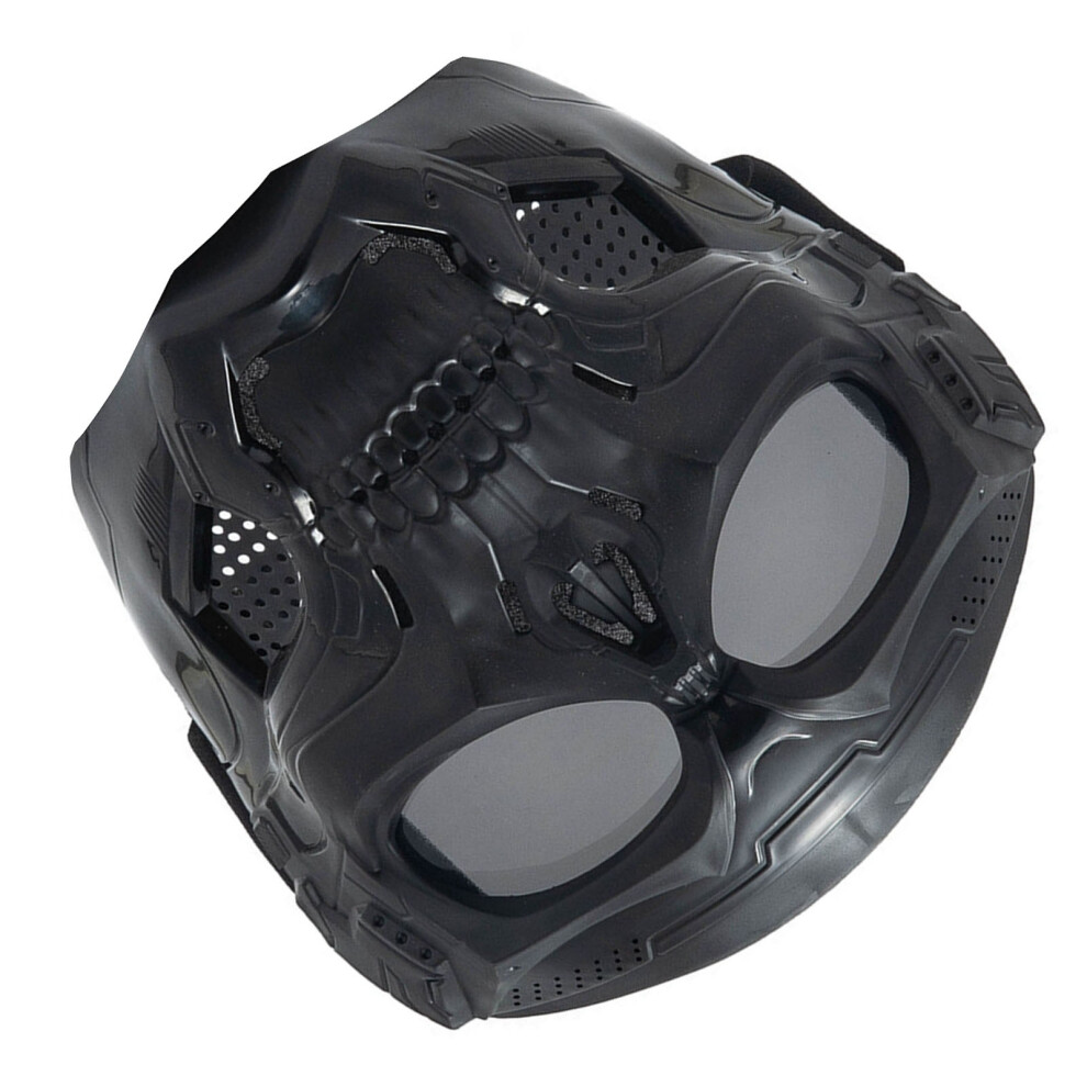 Skull Shape Motorcycle Goggles Mask Offroad Racing Goggles, Adjustable Strap, Black Grey Lens Black,Grey 4691371174924
