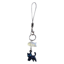 Playful Kitty Key Holder Cartoon Phone Decorative Pendant-White