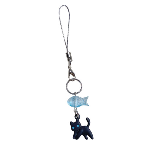 Cat Keychain Acrylic Alloy Phone Charm Accessory-Light Blue