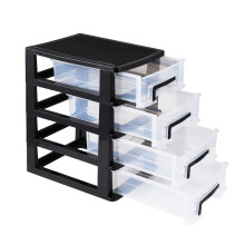 2St Zwarte Lade Organizer Plastic Voor Bureaus Met Transparant Design