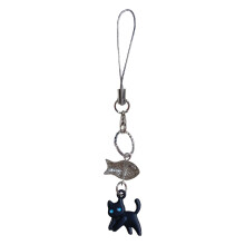 Playful Kitty Key Holder Cartoon Phone Decorative Pendant-Gray