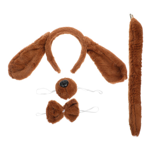 3Sets Cosplay Hond Set Lichtbruin Met Haarband En Decor