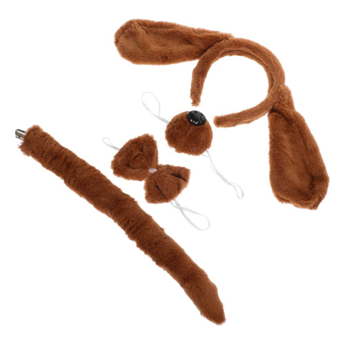 3Sets Cosplay Hond Set Lichtbruin Met Haarband En Decor 1