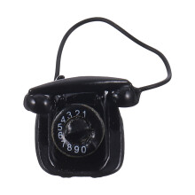 4St Miniatuur Retro Telefoon Metaal Zwart Sfeervol Poppenhuis Ornament
